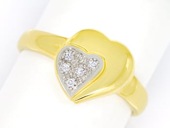 Foto 1 - Damenring in Herzform mit Diamanten in 14K Gold, Q1487