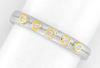 Foto 1 - Weißgoldring lupenreine Diamanten in Gelbgold-Zargen, S2546