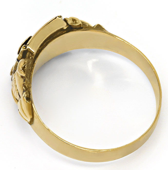 Foto 5 - antiker Gold-Ring mit Emaille, Gift Fach und Schaumgold, S3626