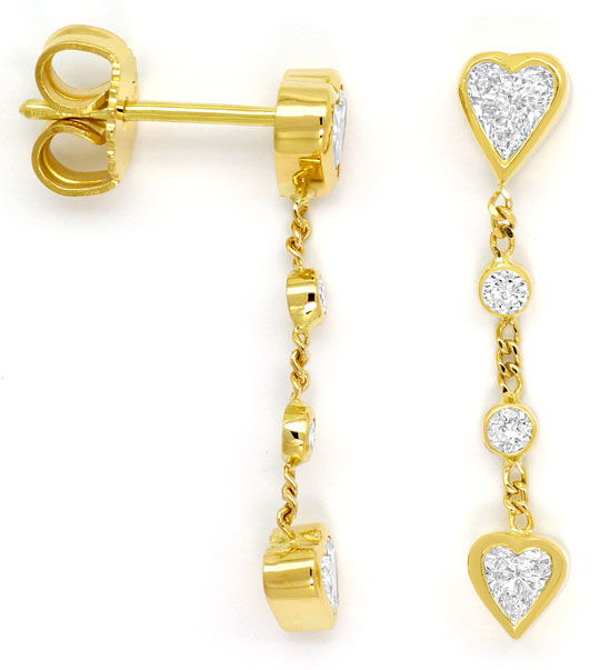 Foto 2 - Ohrhänger mit Diamant Herzen und Brillanten, Gelbgold, S4897