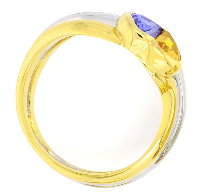 Foto 3 - Gold-Ring und Ohrringe Herz-Saphire gelb blau, S5749