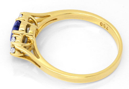 Foto 3 - Brillant-Ring mit Spitzen Safir 18K Gelbgold, S6735