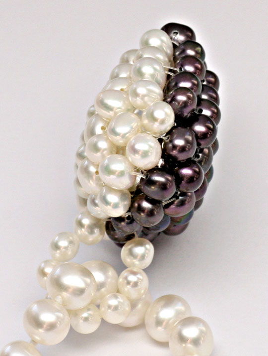 Foto 3 - Zuchtperlen-Kette Riesen Perlen Herz Silberschloss, S9017
