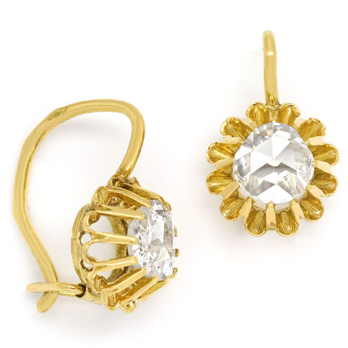 Foto 1 - Antike Diamant-Gold-Ohrringe mit riesigen Diamant Rosen, S9926